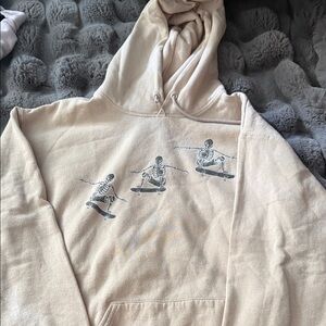 Cream Skeleton Print Men's Hoodie